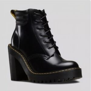 Dr. Martens Black Patent Lace-Up Platform Heel Boot